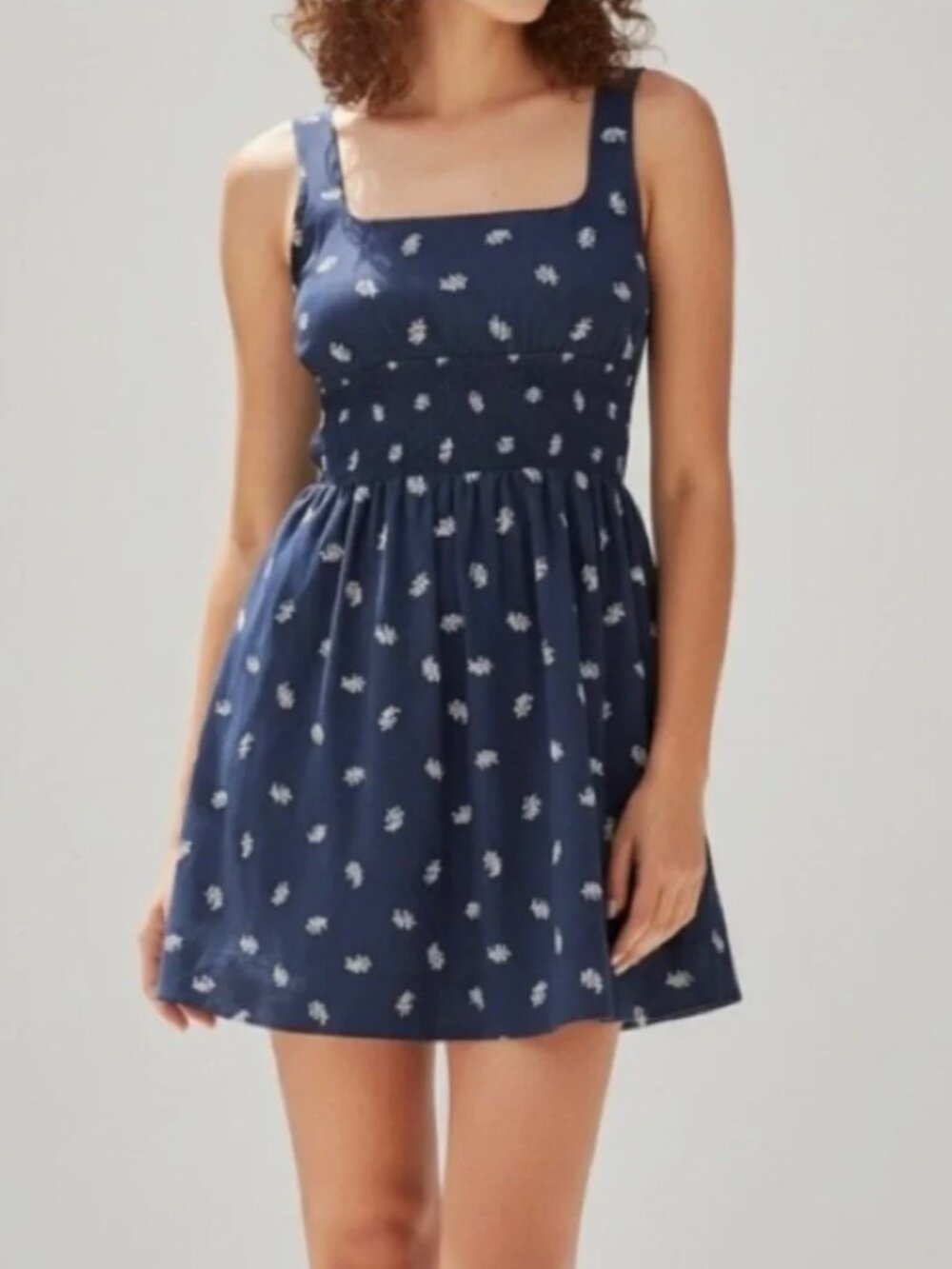Hill House Cher dress strapless navy blue floral mini dress medium